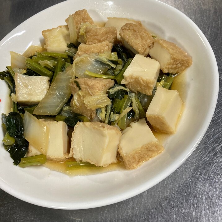 厚揚げ、白菜、小松菜の煮物